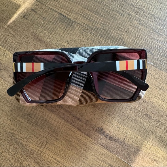 Burberry Square Frame Plaid Sunglasses - Picture 2 of 6